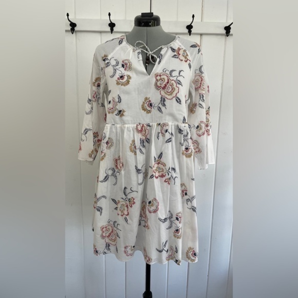 Madewell x Warm Tie-Neck Mini Dress in Honolulu Hibiscus